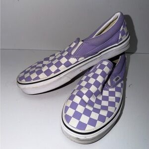 Vans Lavender and White Checkered Slip-Ons